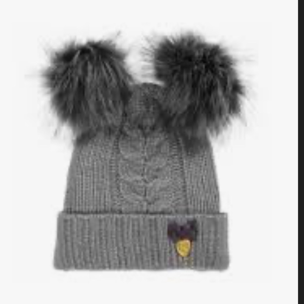Cozy Gray Knit Hat with Pom-Poms for Kids by euro brand Angel's Face New